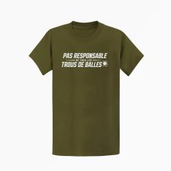 T-shirt Tir Sportif Pas responsable des trous de balles Rouge Kaki / Blanc