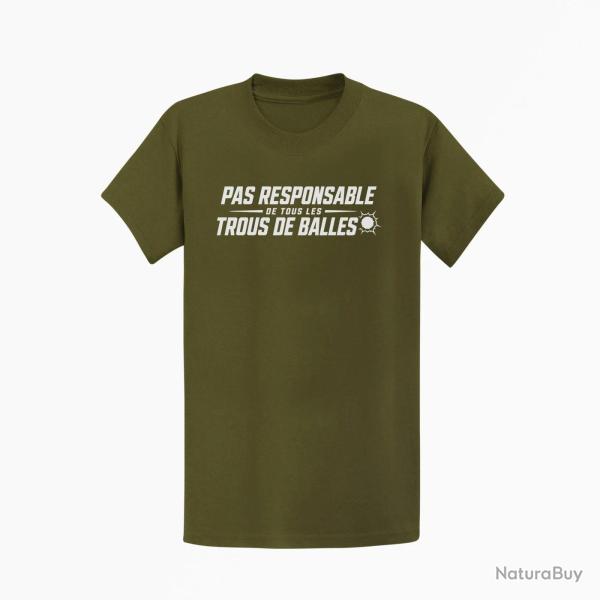 T-shirt Tir Sportif Pas responsable des trous de balles Rouge Kaki / Blanc