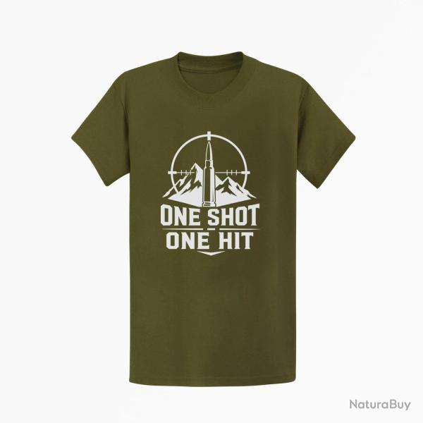 T-shirt Tir Sportif One Shot One Hit Cible montagne Kaki / Blanc