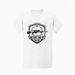 T-shirt Tir Sportif One Shot One Hit Blason carabine Blanc