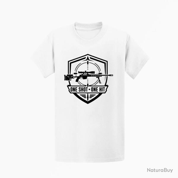 T-shirt Tir Sportif One Shot One Hit Blason carabine Blanc