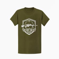 T-shirt Tir Sportif One Shot One Hit Blason carabine Kaki / Blanc
