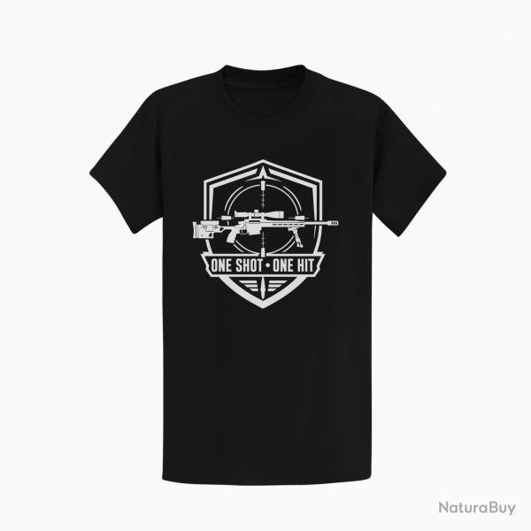 T-shirt Tir Sportif One Shot One Hit Blason carabine Noir
