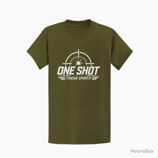 T-shirt Tir Sportif One Shot Tireur sportif Kaki / Blanc