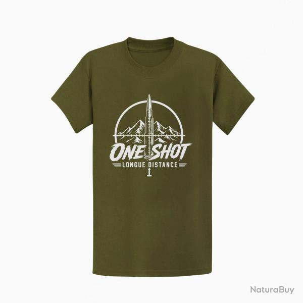 T-shirt Tir Sportif One Shot Kaki / Blanc