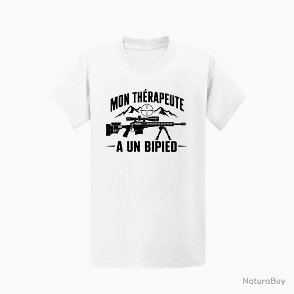 T-shirt Tir Sportif Mon th�rapeute a un bipied Blanc