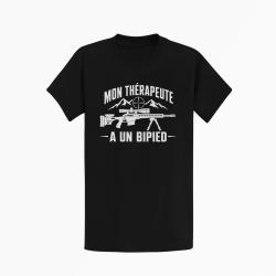 T-shirt Tir Sportif Mon th&eacute;rapeute a un bipied Noir