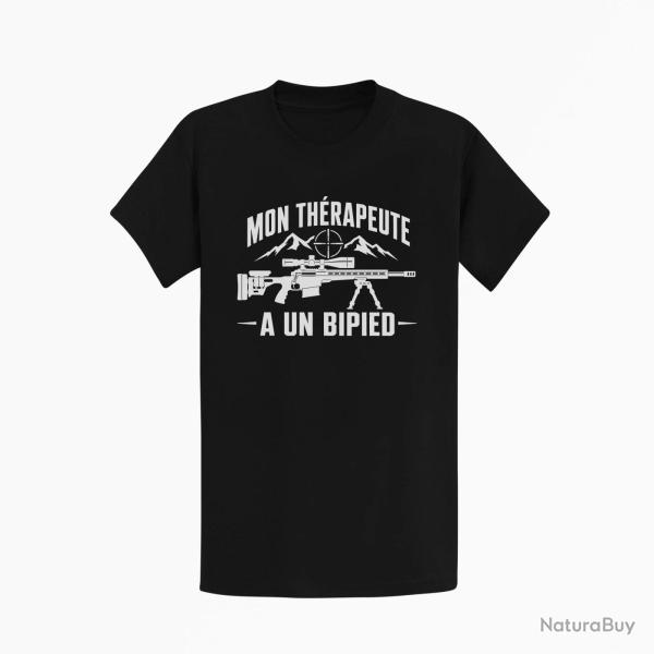 T-shirt Tir Sportif Mon th�rapeute a un bipied Noir