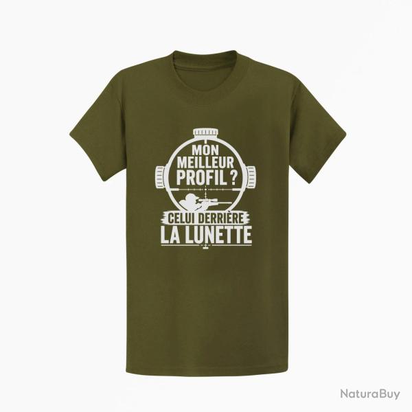 T-shirt Tir Sportif Mon meilleur profil Kaki / Blanc