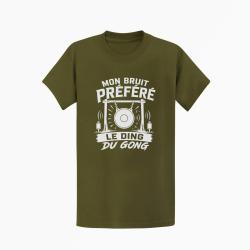 T-shirt Tir Sportif Mon bruit pr&eacute;f&eacute;r&eacute; Le ding du gong Kaki / Blanc