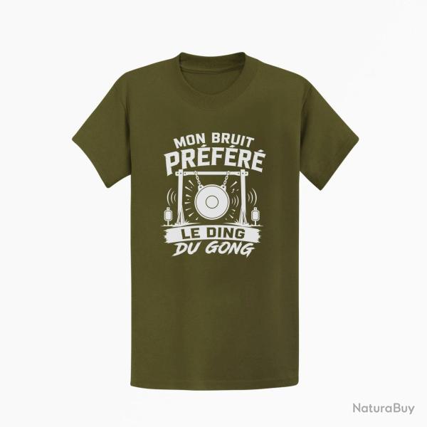 T-shirt Tir Sportif Mon bruit pr�f�r� Le ding du gong Kaki / Blanc