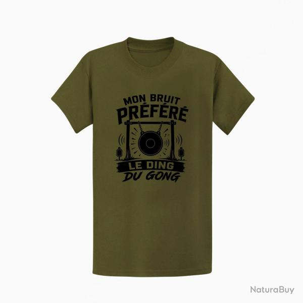 T-shirt Tir Sportif Mon bruit pr�f�r� Le ding du gong Kaki / Noir