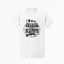 T-shirt Tir Sportif Mon autre passion, c'est attendre le calme Blanc