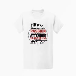 T-shirt Tir Sportif Mon autre passion, c'est attendre le calme Blanc / Orange