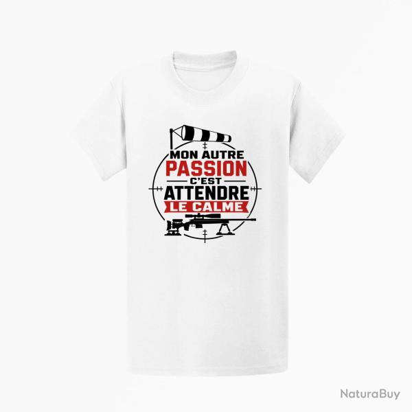 T-shirt Tir Sportif Mon autre passion, c'est attendre le calme Blanc / Orange