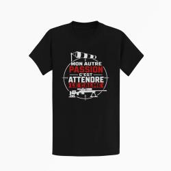 T-shirt Tir Sportif Mon autre passion, c'est attendre le calme Noir / Orange