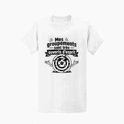 T-shirt Tir Sportif Mes groupements sont tr&egrave;s ouverts d'esprit Blanc