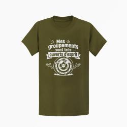T-shirt Tir Sportif Mes groupements sont tr&egrave;s ouverts d'esprit Kaki / Blanc