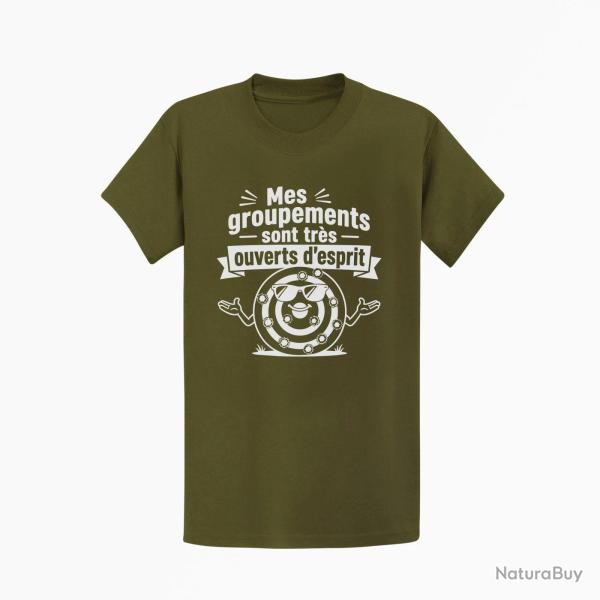 T-shirt Tir Sportif Mes groupements sont tr�s ouverts d'esprit Kaki / Blanc