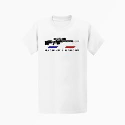 T-shirt Tir Sportif Machine &agrave; mouche Carabine tricolore Blanc / Orange