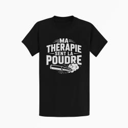 T-shirt Tir Sportif Ma th&eacute;rapie sent la poudre Douilles Noir