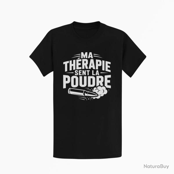T-shirt Tir Sportif Ma th�rapie sent la poudre Douilles Noir