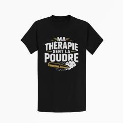 T-shirt Tir Sportif Ma th&eacute;rapie sent la poudre Douilles Noir / Orange