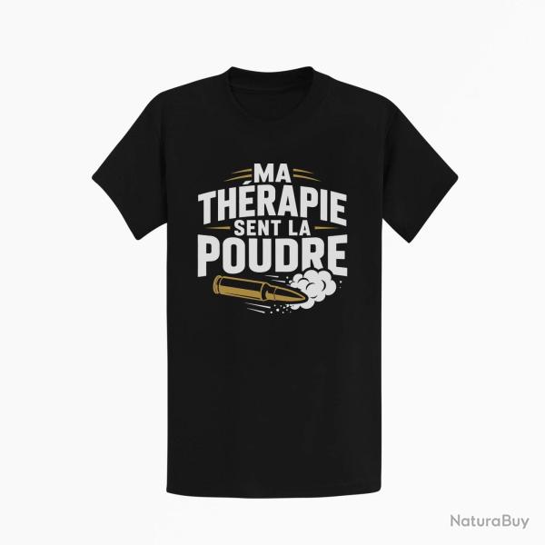 T-shirt Tir Sportif Ma th�rapie sent la poudre Douilles Noir / Orange