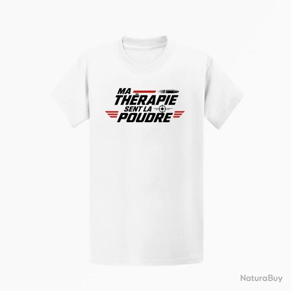 T-shirt Tir Sportif Ma th�rapie sent la poudre Cible et balle Blanc / Orange