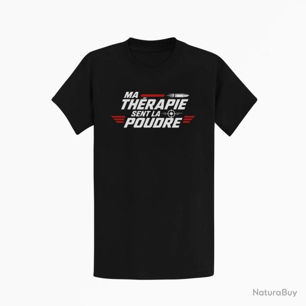 T-shirt Tir Sportif Ma th�rapie sent la poudre Cible et balle Noir / Orange