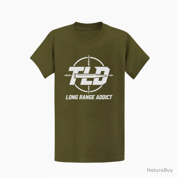 T-shirt Tir Sportif Long Range Addict Kaki / Blanc