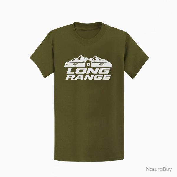 T-shirt Tir Sportif Long Range Montagnes 600-1000 Kaki / Blanc