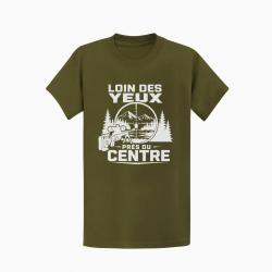 T-shirt Tir Sportif Loin des yeux, pr&egrave;s du centre Kaki / Blanc