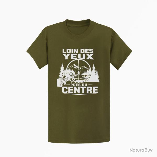 T-shirt Tir Sportif Loin des yeux, pr�s du centre Kaki / Blanc