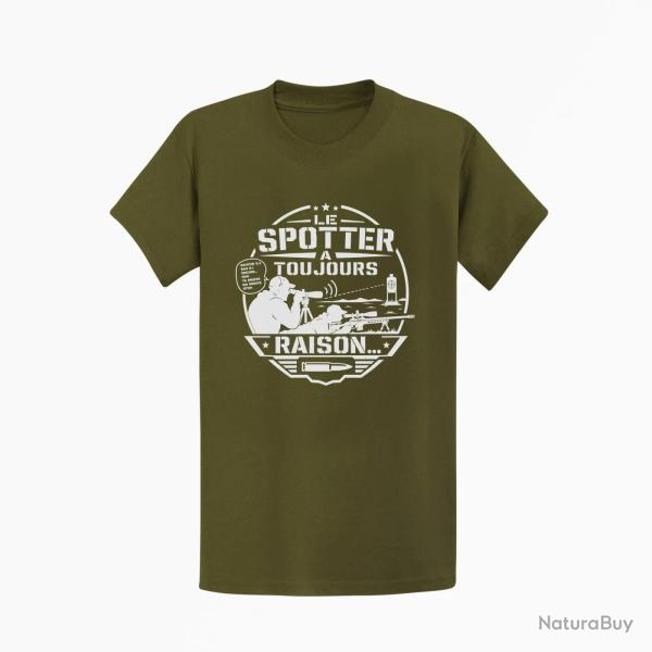 T-shirt Tir Sportif Le spotter a toujours raison Kaki / Blanc