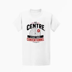T-shirt Tir Sportif Le centre, c'est tr&egrave;s conventionnel Blanc / Orange