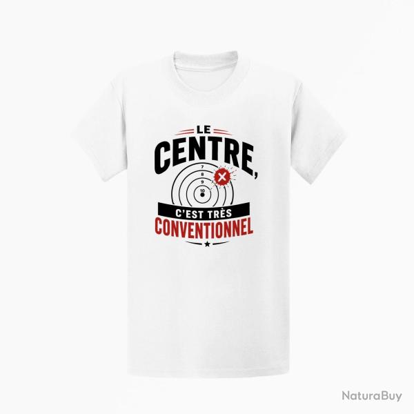 T-shirt Tir Sportif Le centre, c'est tr�s conventionnel Blanc / Orange