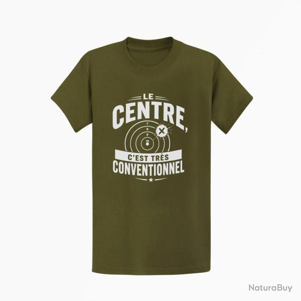 T-shirt Tir Sportif Le centre, c'est tr�s conventionnel Kaki / Blanc
