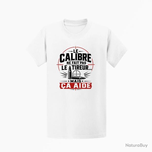 T-shirt Tir Sportif Le calibre ne fait pas le tireur, mais �a aide Blanc / Orange