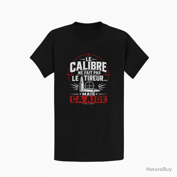 T-shirt Tir Sportif Le calibre ne fait pas le tireur, mais �a aide Noir / Orange