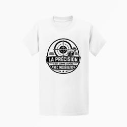 T-shirt Tir Sportif La pr&eacute;cision, c'est comme l'ap&eacute;ro Avec mod&eacute;ration Blanc