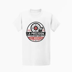 T-shirt Tir Sportif La pr&eacute;cision, c'est comme l'ap&eacute;ro Avec mod&eacute;ration Blanc / Orange