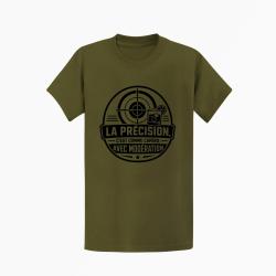 T-shirt Tir Sportif La pr&eacute;cision, c'est comme l'ap&eacute;ro Avec mod&eacute;ration Kaki / Noir