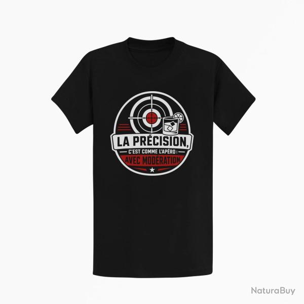 T-shirt Tir Sportif La pr�cision, c'est comme l'ap�ro Avec mod�ration Noir / Orange
