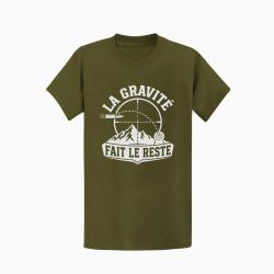 T-shirt Tir Sportif La gravit&eacute; fait le reste Kaki / Blanc