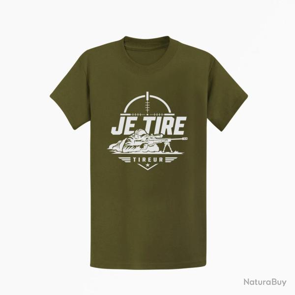 T-shirt Tir Sportif Je tire Kaki / Blanc