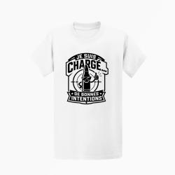 T-shirt Tir Sportif Je suis charg&eacute; de bonnes intentions Blanc