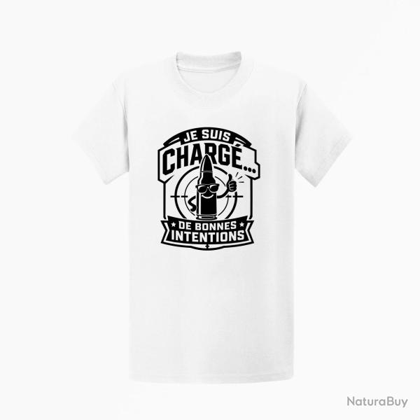 T-shirt Tir Sportif Je suis charg� de bonnes intentions Blanc