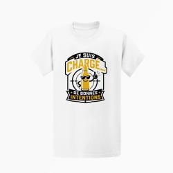 T-shirt Tir Sportif Je suis charg&eacute; de bonnes intentions Blanc / Orange