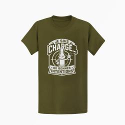 T-shirt Tir Sportif Je suis charg&eacute; de bonnes intentions Kaki / Blanc